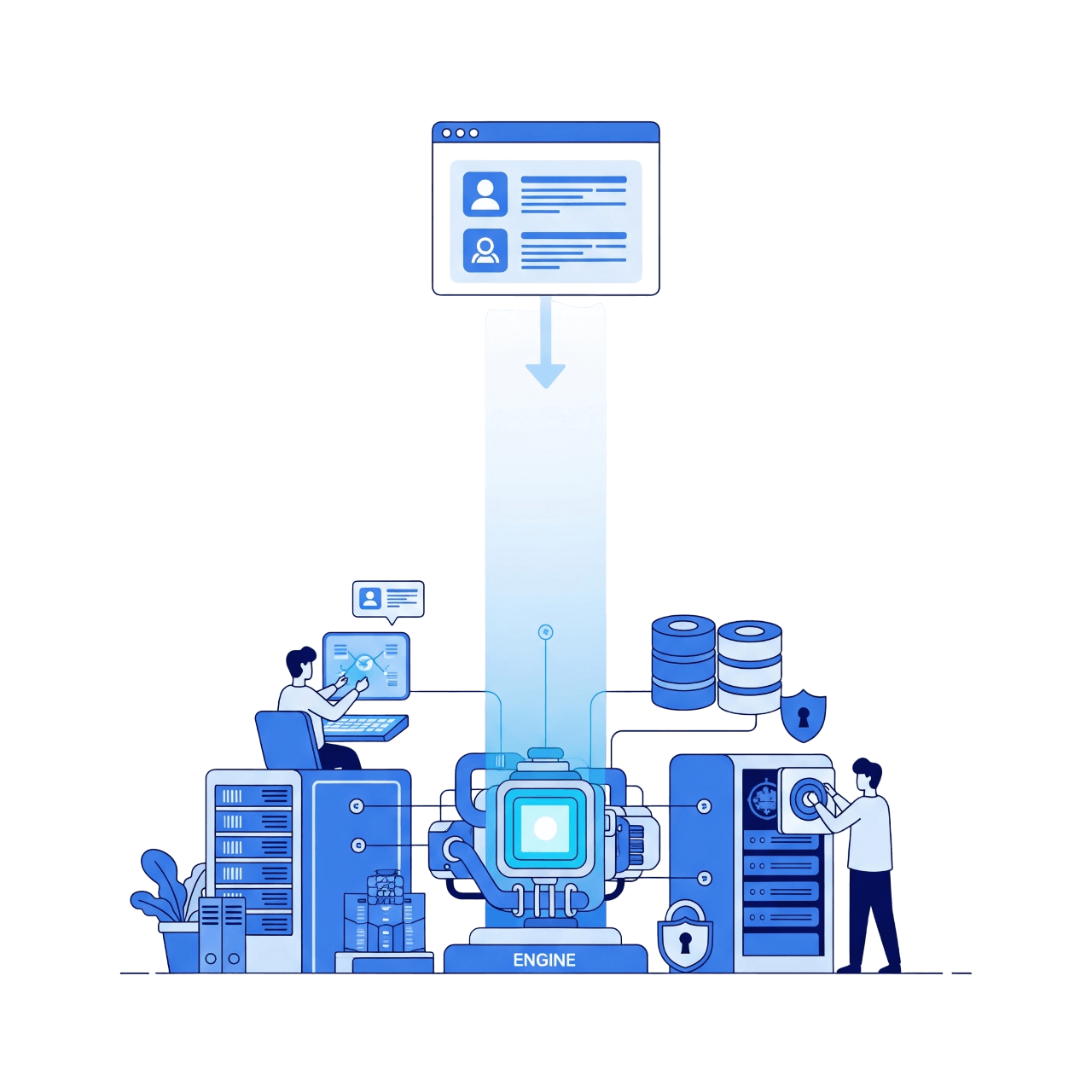 Backend teams design and maintain the robust systems and APIs that power applications, ensuring reliability and scalability.